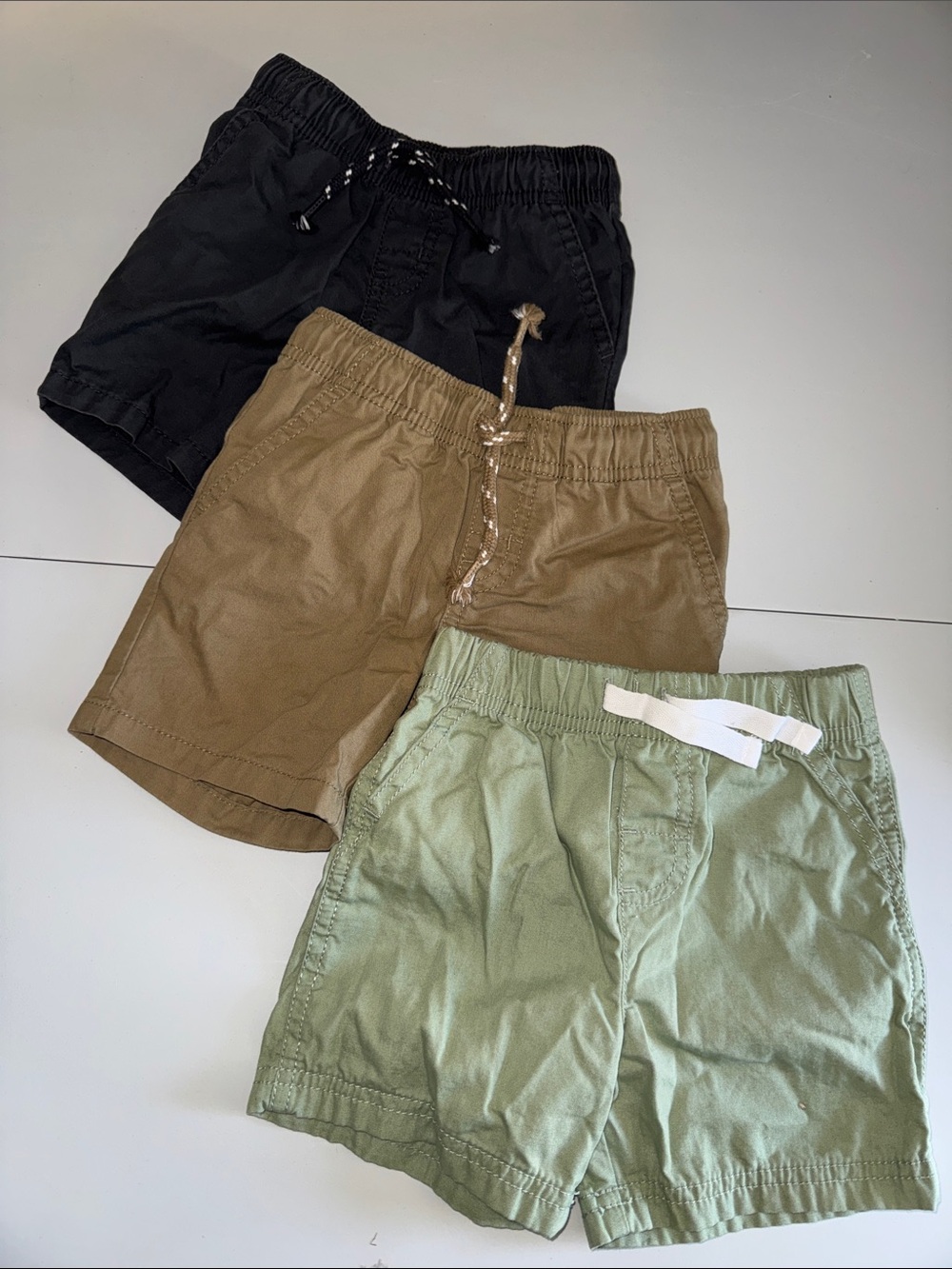 Baby Classic Chino Style Shorts - Grey, Khaki, Green - 18 Months, Bundle of 3